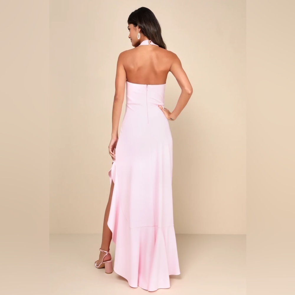 Lulus Majestic Perfection Light Pink Ruffled Halter Maxi Dress - Picture 2 of 14